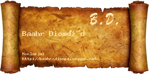 Baahr Dioméd névjegykártya